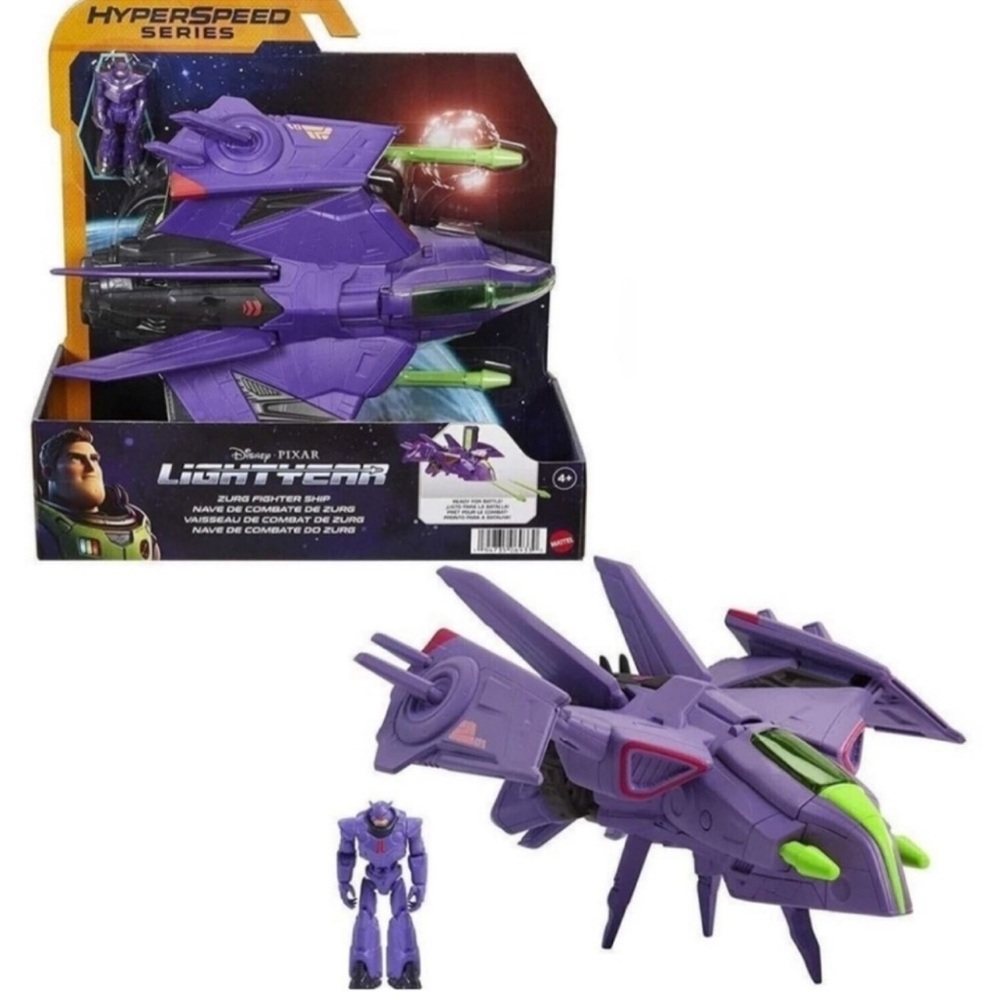 Disney Pixar Lightyear Hyperspeed Zurg Fighter Ship With Figure
